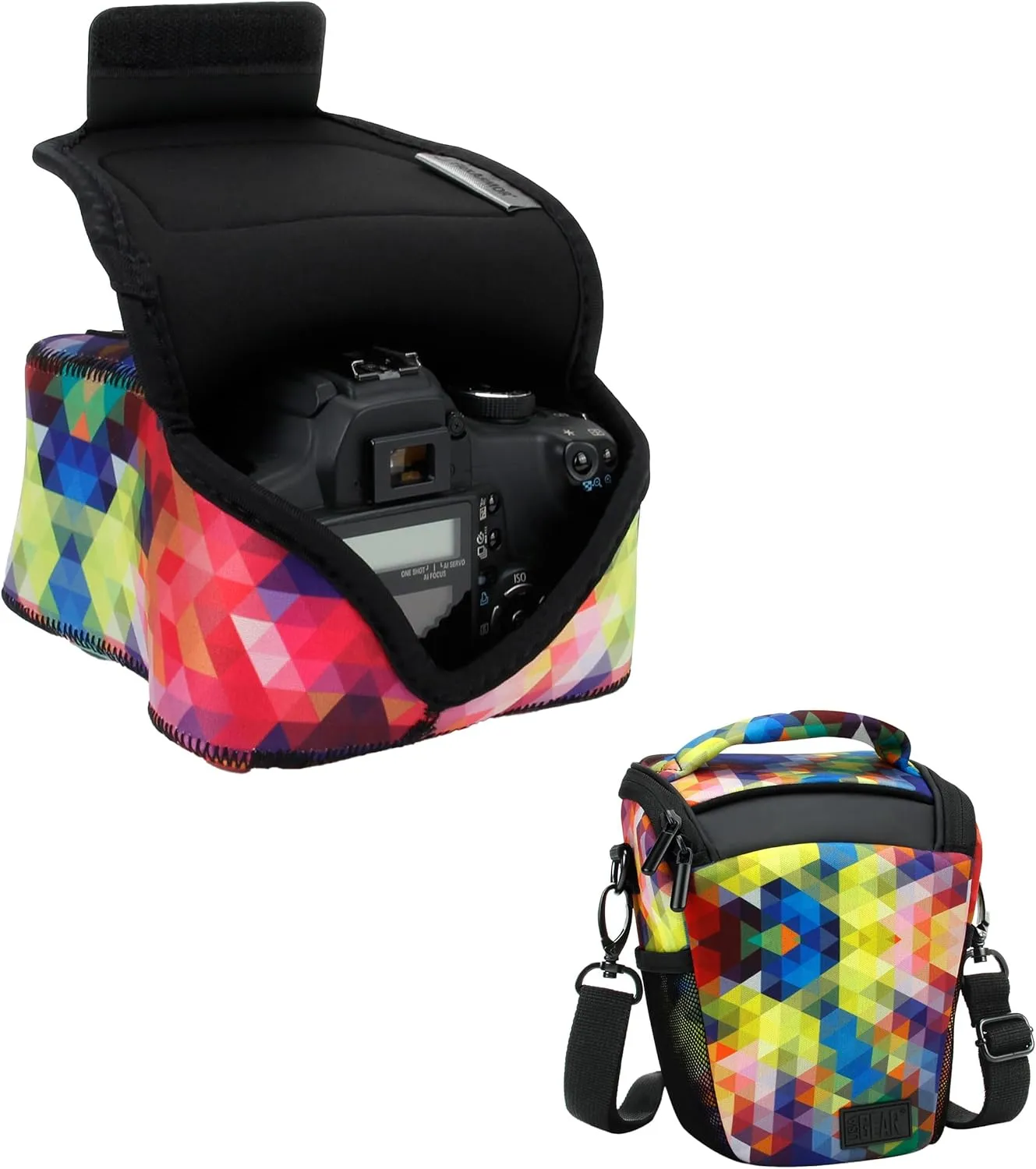 USA Gear DSLR Camera Sleeve (Geometric)   Top Loading Camera Case (Geometric) - Bundle
