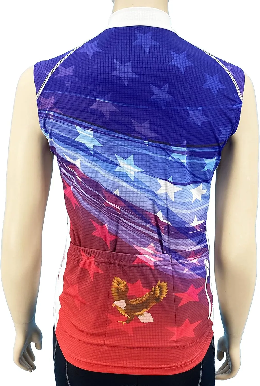 USA Stars & Stripes Women's Cycling Jersey - Sleeveless Bike Shirt for Biking and Road Riding