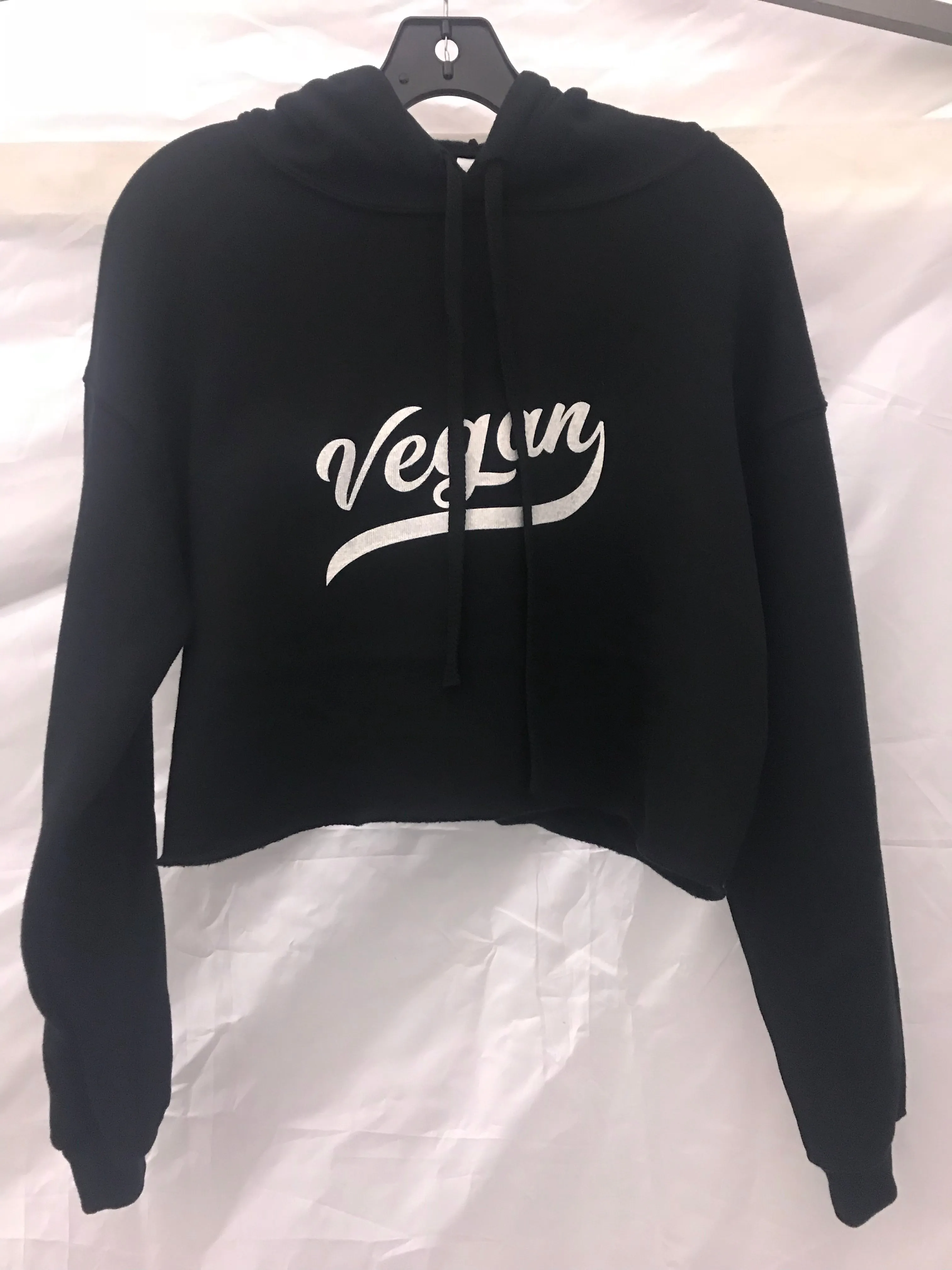 Vegan Classic Retro Fleece Crop Pullover Hoodie