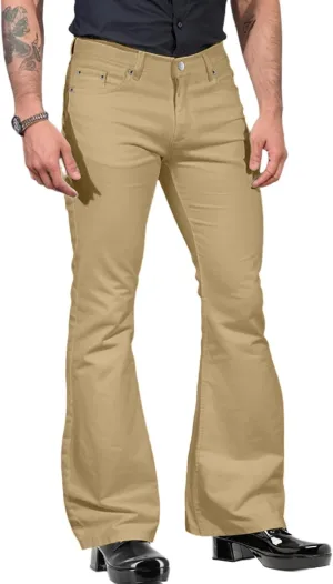 Vintage Bell Bottom Pants for Men Classic Fit Wide Leg Pants Flat Front Open Bottom Trousers Casual Simple Trousers