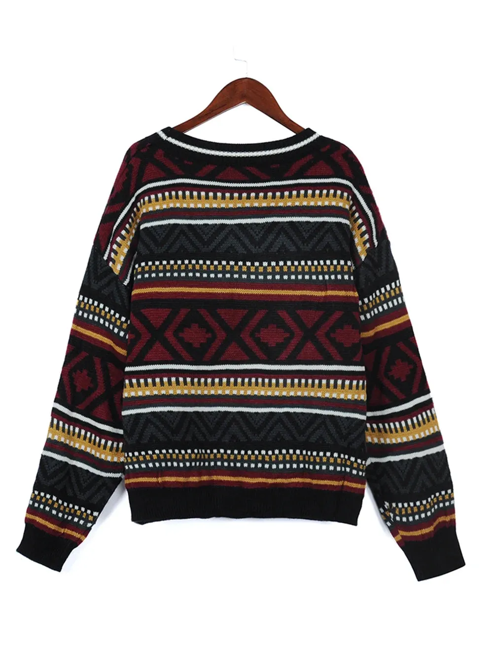 Vintage Sweaters Women Oversized Thicken Knitwear BF Unisex Couples Winter Pullovers Femme Woolen Sweater Striped Tops