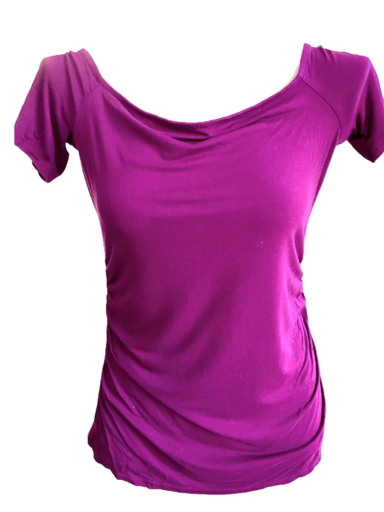 Warm Autumn Plum Wide-neck Rouched Top