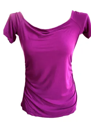 Warm Autumn Plum Wide-neck Rouched Top