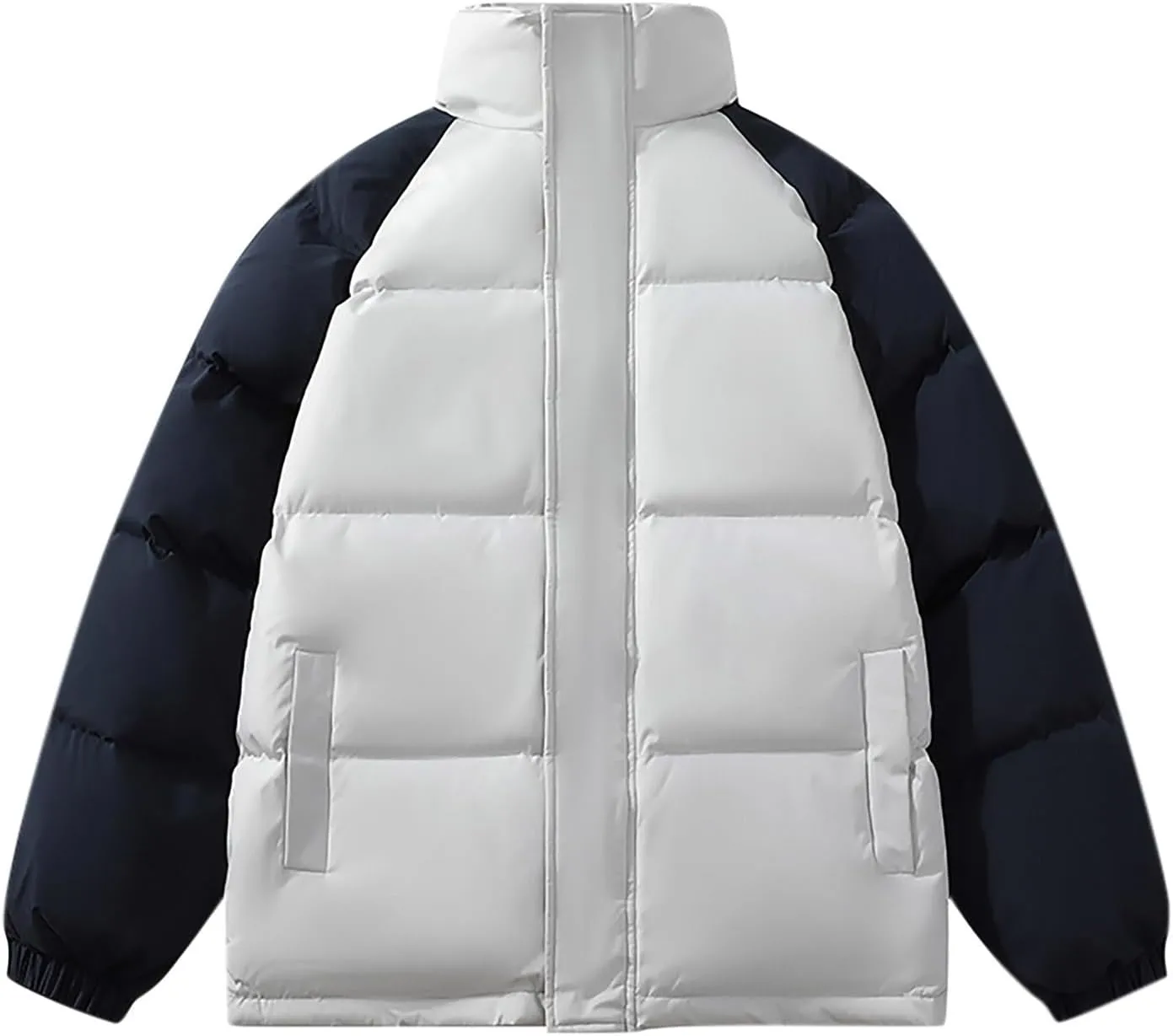 Winter Light Warm Down Jacket Men Color Block Jacket Soft Plus Size Puffer Jacket Stand Collar Travel Coat for Teen