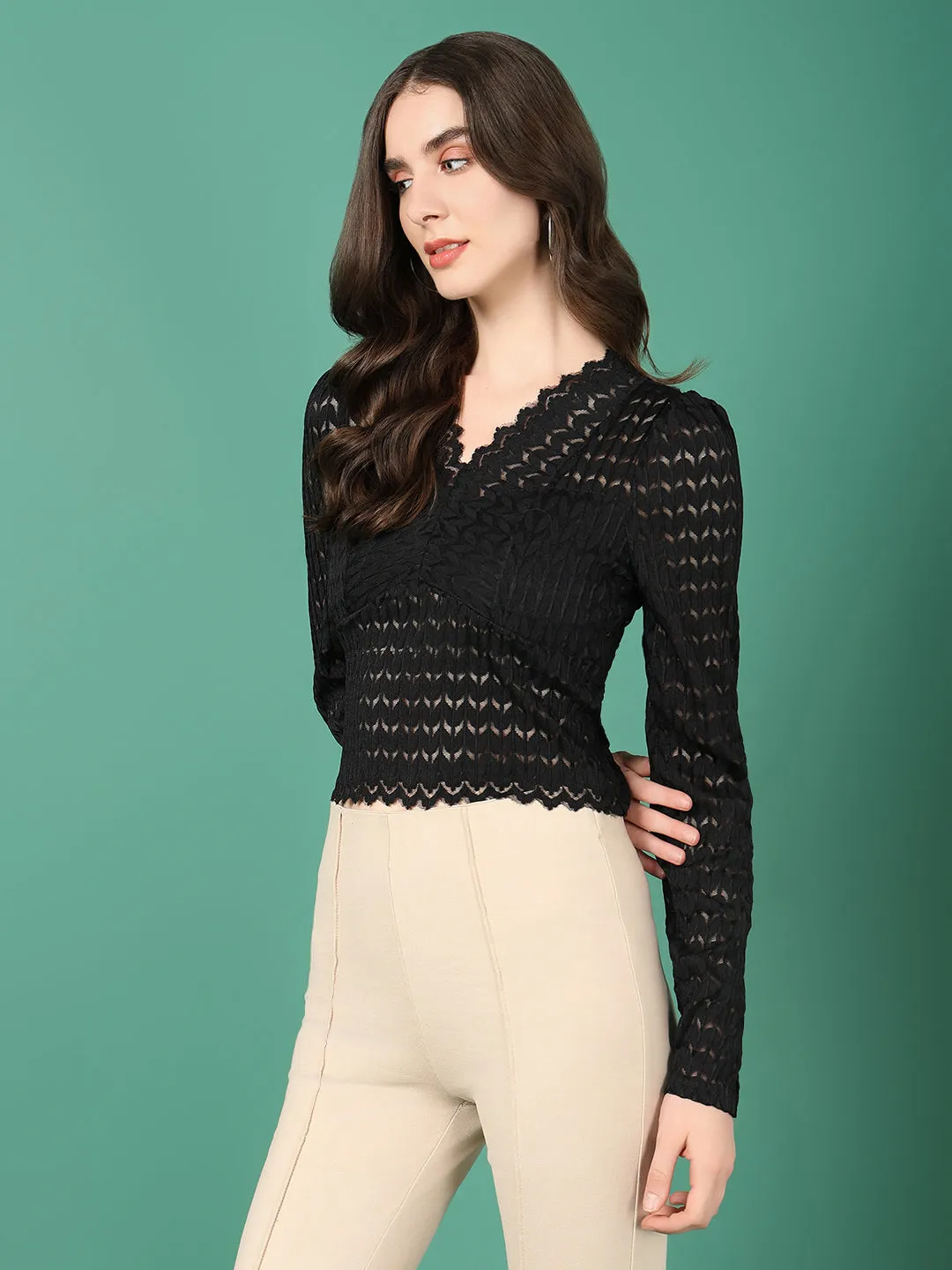 Women Black Velvet Top
