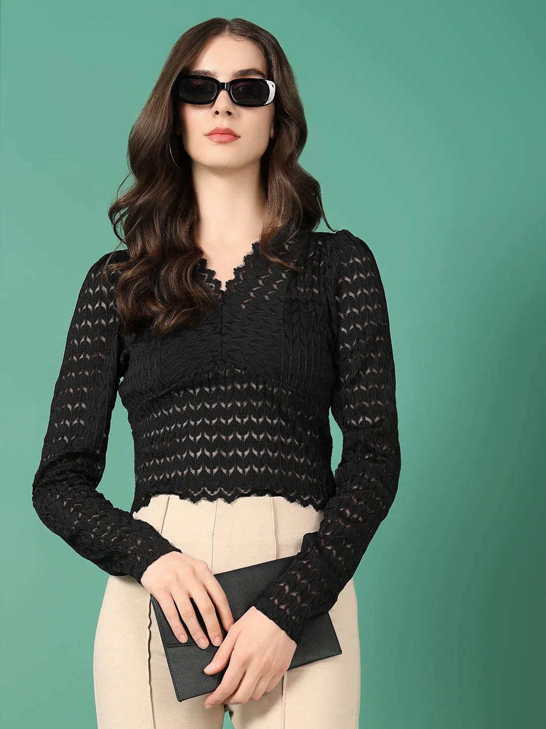 Women Black Velvet Top