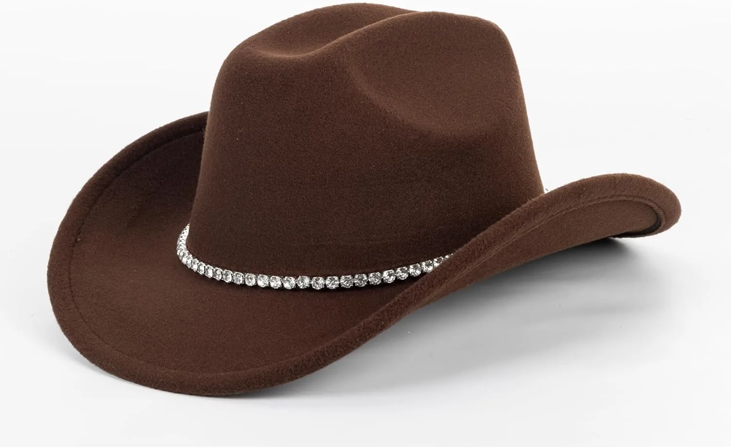 Women Sparkly-Rhinestone Western-Cowgirl-Hat Glitter-Bling Cowboy-Hat Felt-Rodeo-Hat for Disco-Party Medium/Large
