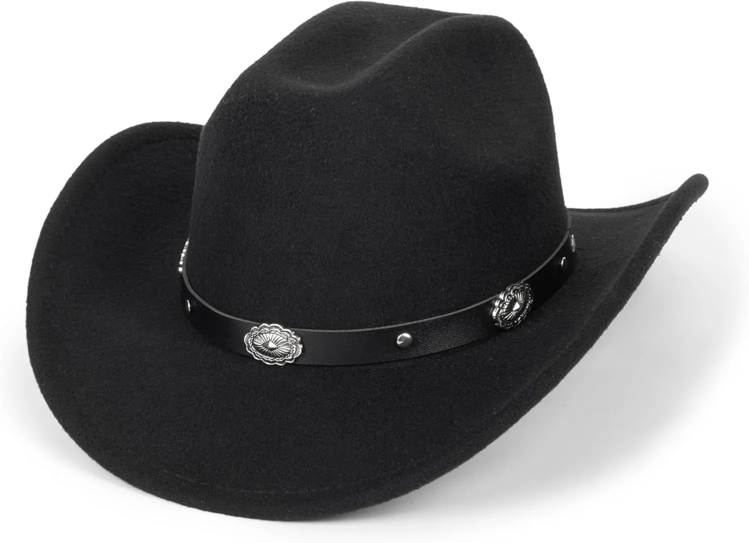 Women Sparkly-Rhinestone Western-Cowgirl-Hat Glitter-Bling Cowboy-Hat Felt-Rodeo-Hat for Disco-Party Medium/Large
