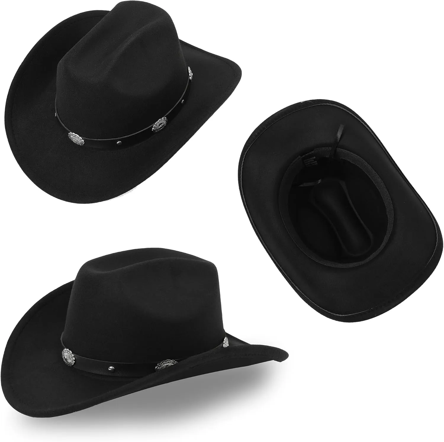 Women Sparkly-Rhinestone Western-Cowgirl-Hat Glitter-Bling Cowboy-Hat Felt-Rodeo-Hat for Disco-Party Medium/Large