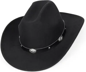 Women Sparkly-Rhinestone Western-Cowgirl-Hat Glitter-Bling Cowboy-Hat Felt-Rodeo-Hat for Disco-Party Medium/Large