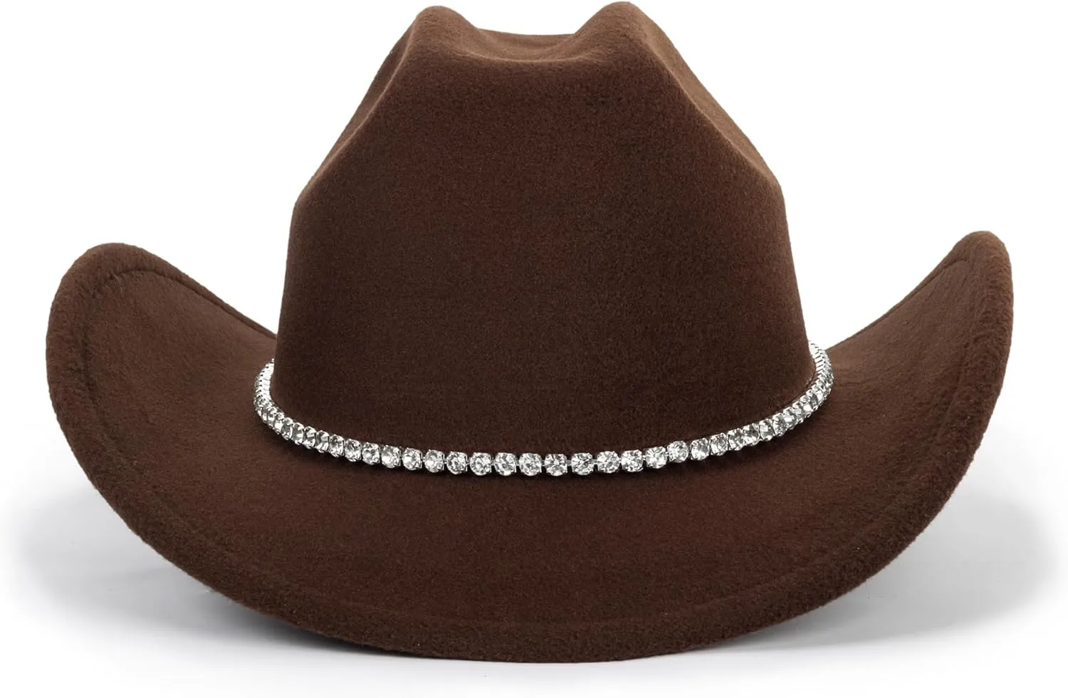 Women Sparkly-Rhinestone Western-Cowgirl-Hat Glitter-Bling Cowboy-Hat Felt-Rodeo-Hat for Disco-Party Medium/Large