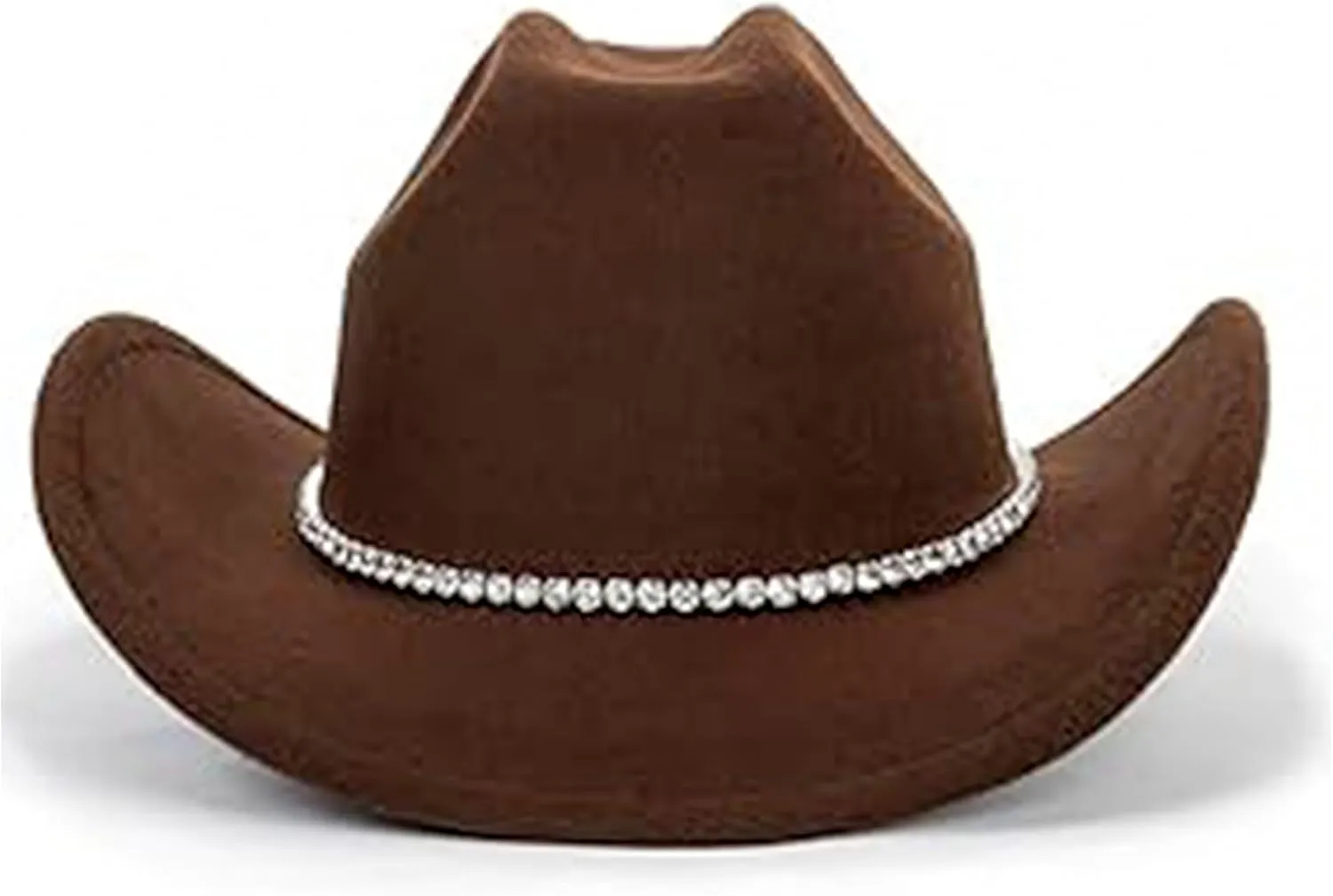 Women Sparkly-Rhinestone Western-Cowgirl-Hat Glitter-Bling Cowboy-Hat Felt-Rodeo-Hat for Disco-Party Medium/Large