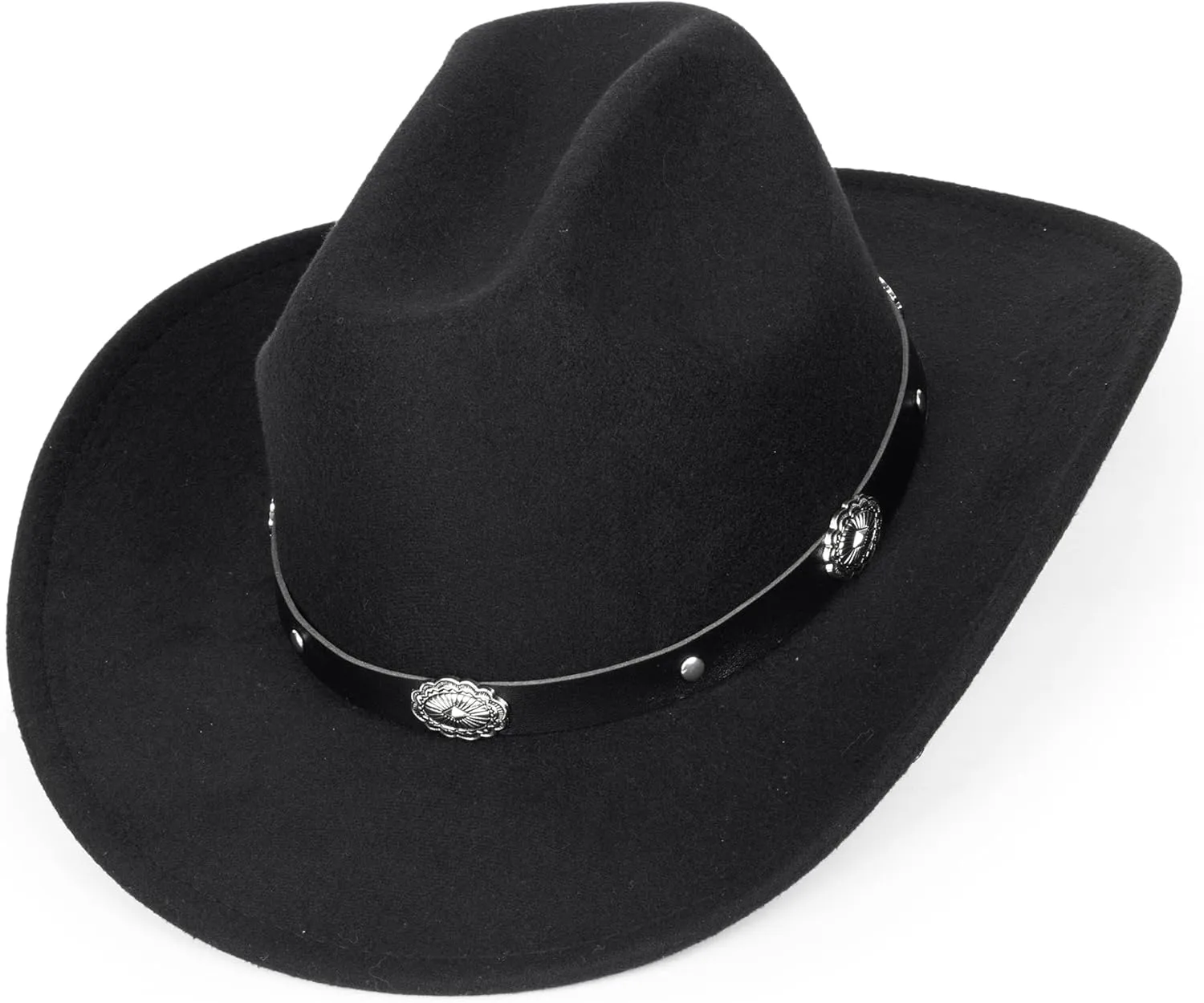 Women Sparkly-Rhinestone Western-Cowgirl-Hat Glitter-Bling Cowboy-Hat Felt-Rodeo-Hat for Disco-Party Medium/Large