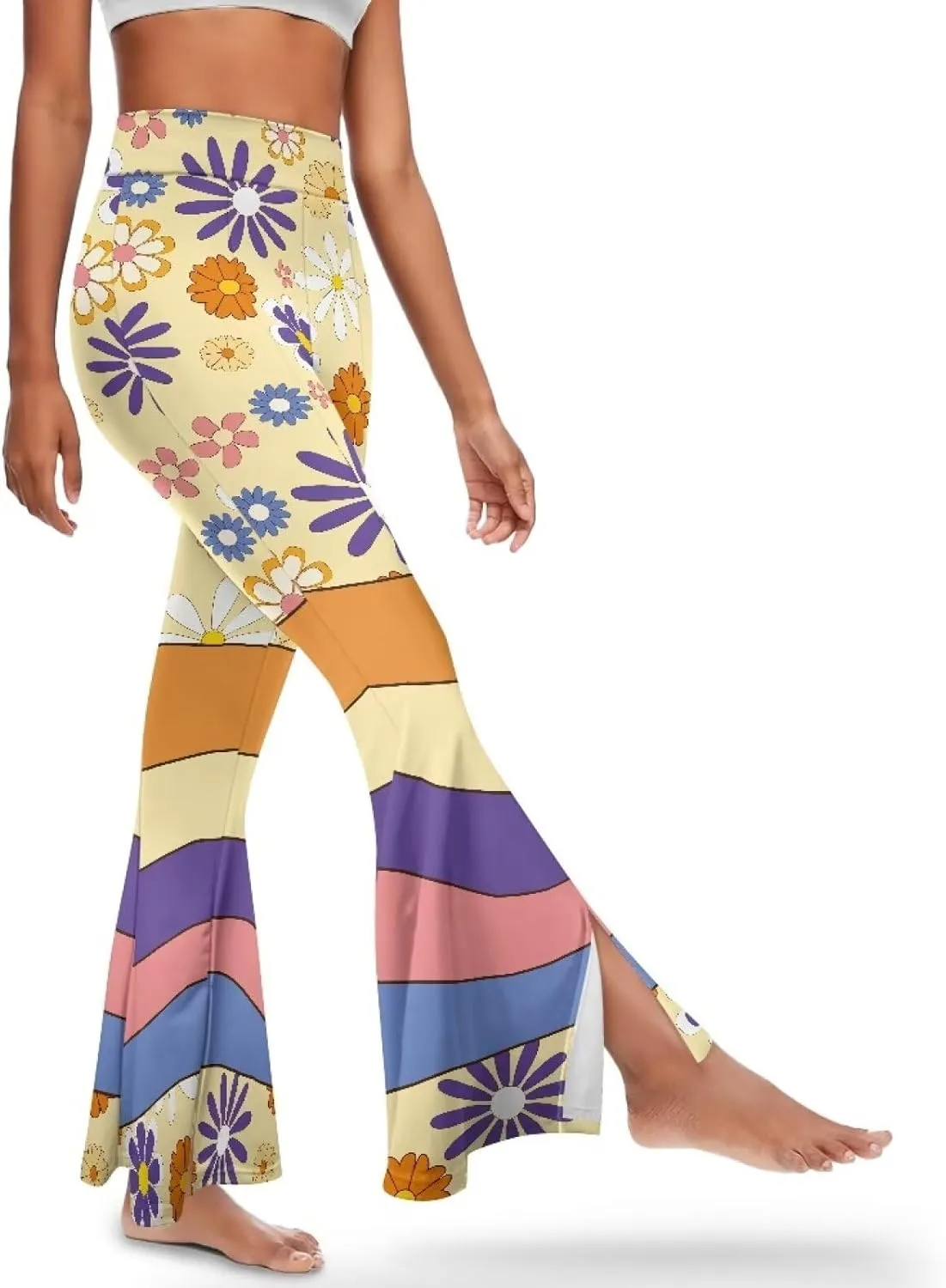 Women's Flared Leggings High Waist Stretch Bell Bottom Slim-Fit Flare Leg Yoga Pants