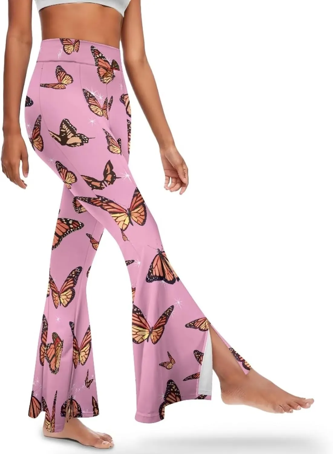 Women's Flared Leggings High Waist Stretch Bell Bottom Slim-Fit Flare Leg Yoga Pants