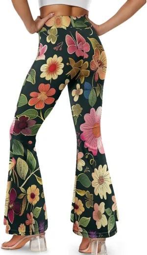 Women's Flared Leggings High Waist Stretch Bell Bottom Slim-Fit Flare Leg Yoga Pants