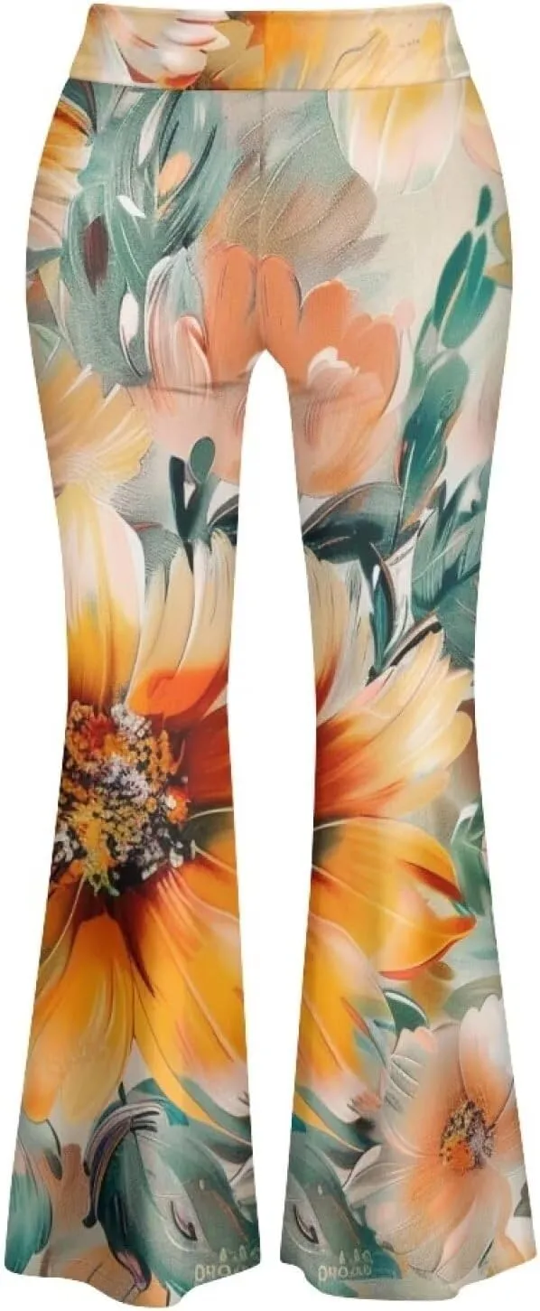 Women's Flared Leggings High Waist Stretch Bell Bottom Slim-Fit Flare Leg Yoga Pants