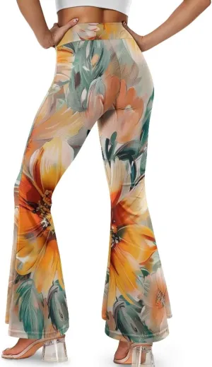 Women's Flared Leggings High Waist Stretch Bell Bottom Slim-Fit Flare Leg Yoga Pants