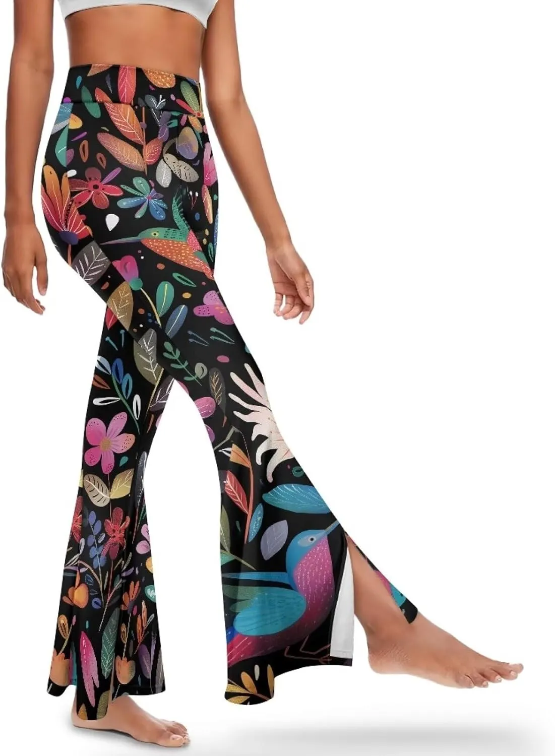 Women's Flared Leggings High Waist Stretch Bell Bottom Slim-Fit Flare Leg Yoga Pants