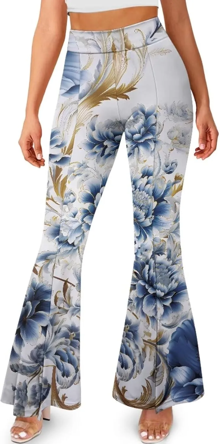 Women's Flared Leggings High Waist Stretch Bell Bottom Slim-Fit Flare Leg Yoga Pants