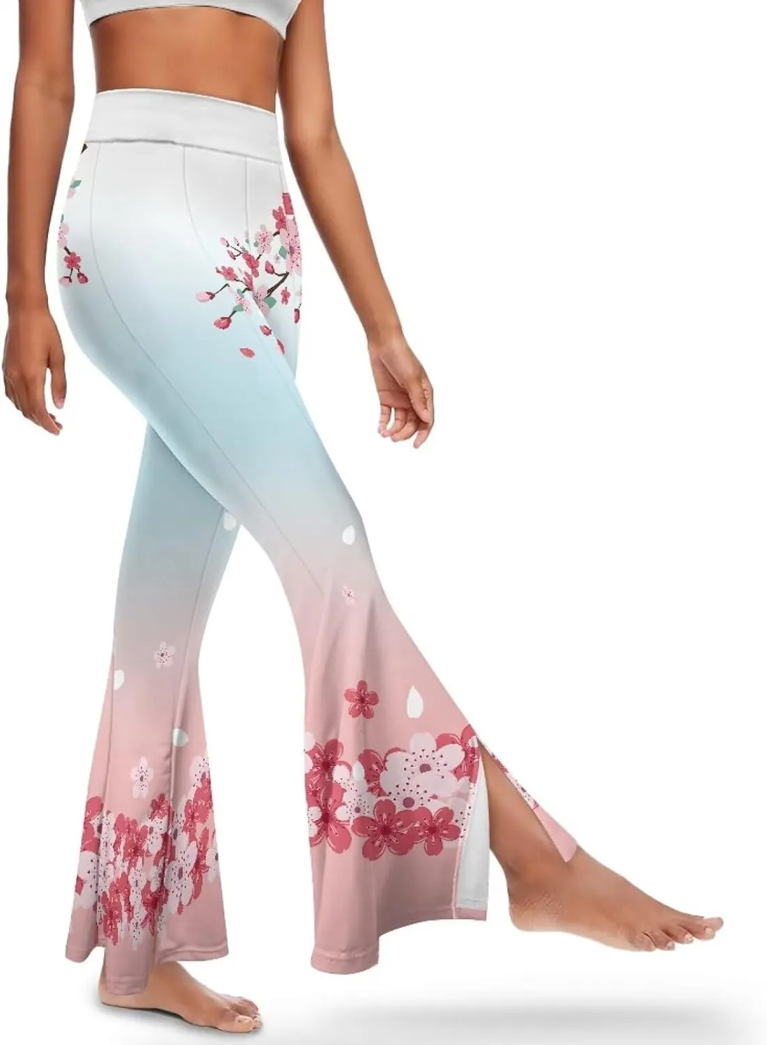 Women's Flared Leggings High Waist Stretch Bell Bottom Slim-Fit Flare Leg Yoga Pants