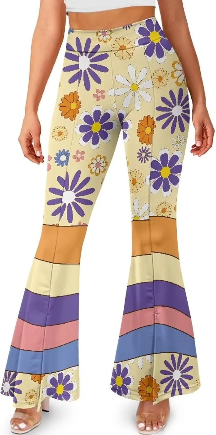 Women's Flared Leggings High Waist Stretch Bell Bottom Slim-Fit Flare Leg Yoga Pants