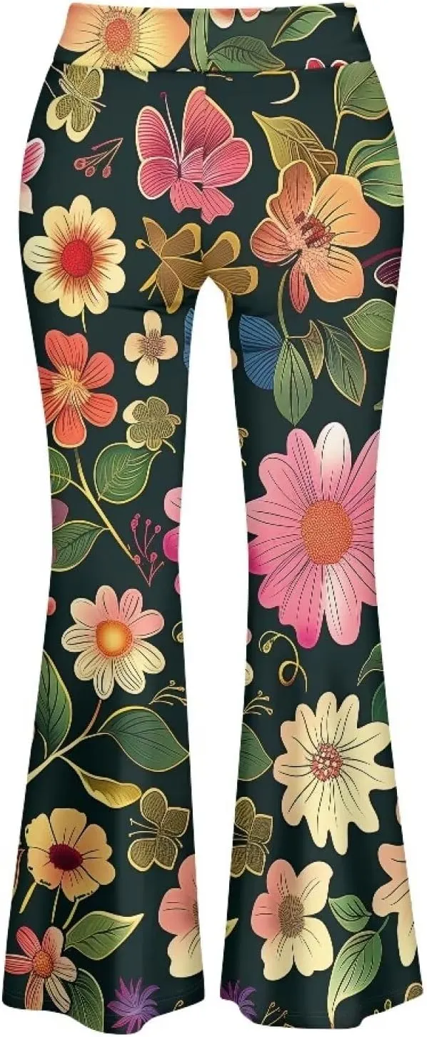 Women's Flared Leggings High Waist Stretch Bell Bottom Slim-Fit Flare Leg Yoga Pants