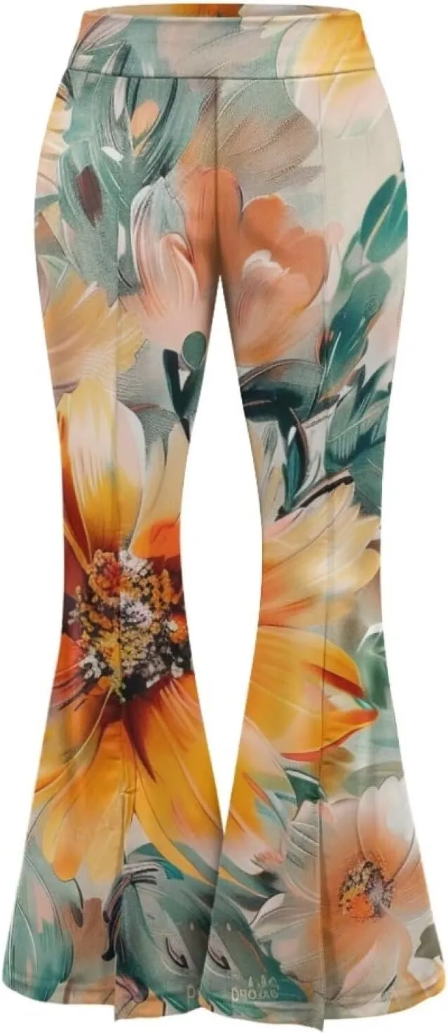 Women's Flared Leggings High Waist Stretch Bell Bottom Slim-Fit Flare Leg Yoga Pants