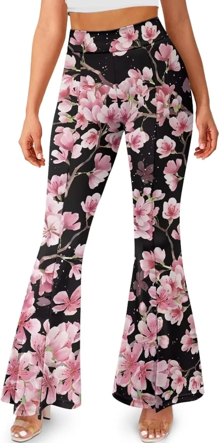Women's Flared Leggings High Waist Stretch Bell Bottom Slim-Fit Flare Leg Yoga Pants