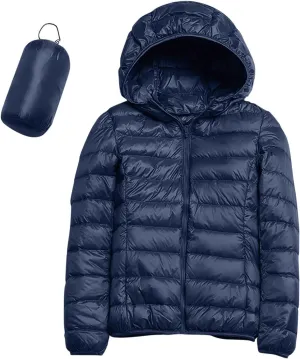 Women's Lightweight Down Jacket Packable Water-Resistant Hooded Puffer Jacket Warm Winter Coat Trench Coat Ski Coat