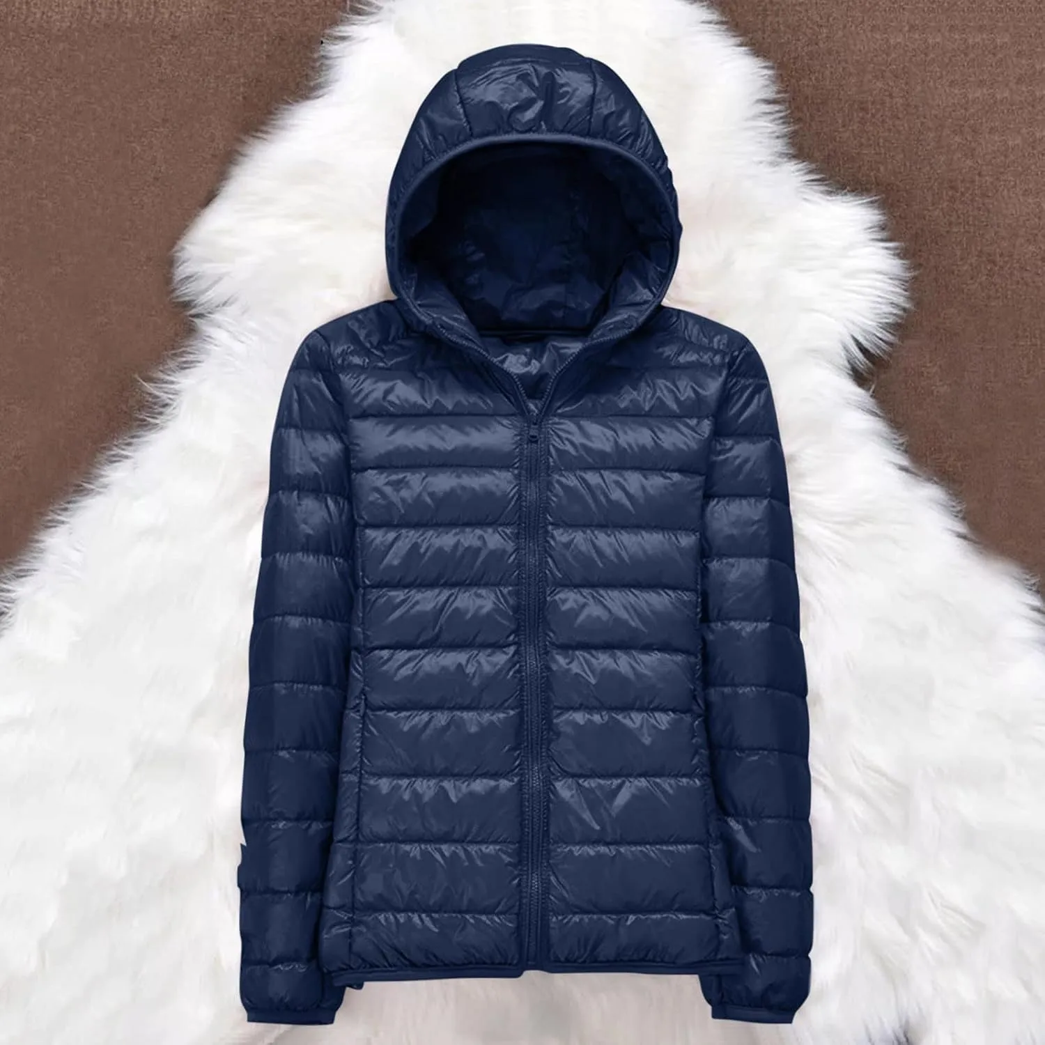 Women's Lightweight Down Jacket Packable Water-Resistant Hooded Puffer Jacket Warm Winter Coat Trench Coat Ski Coat