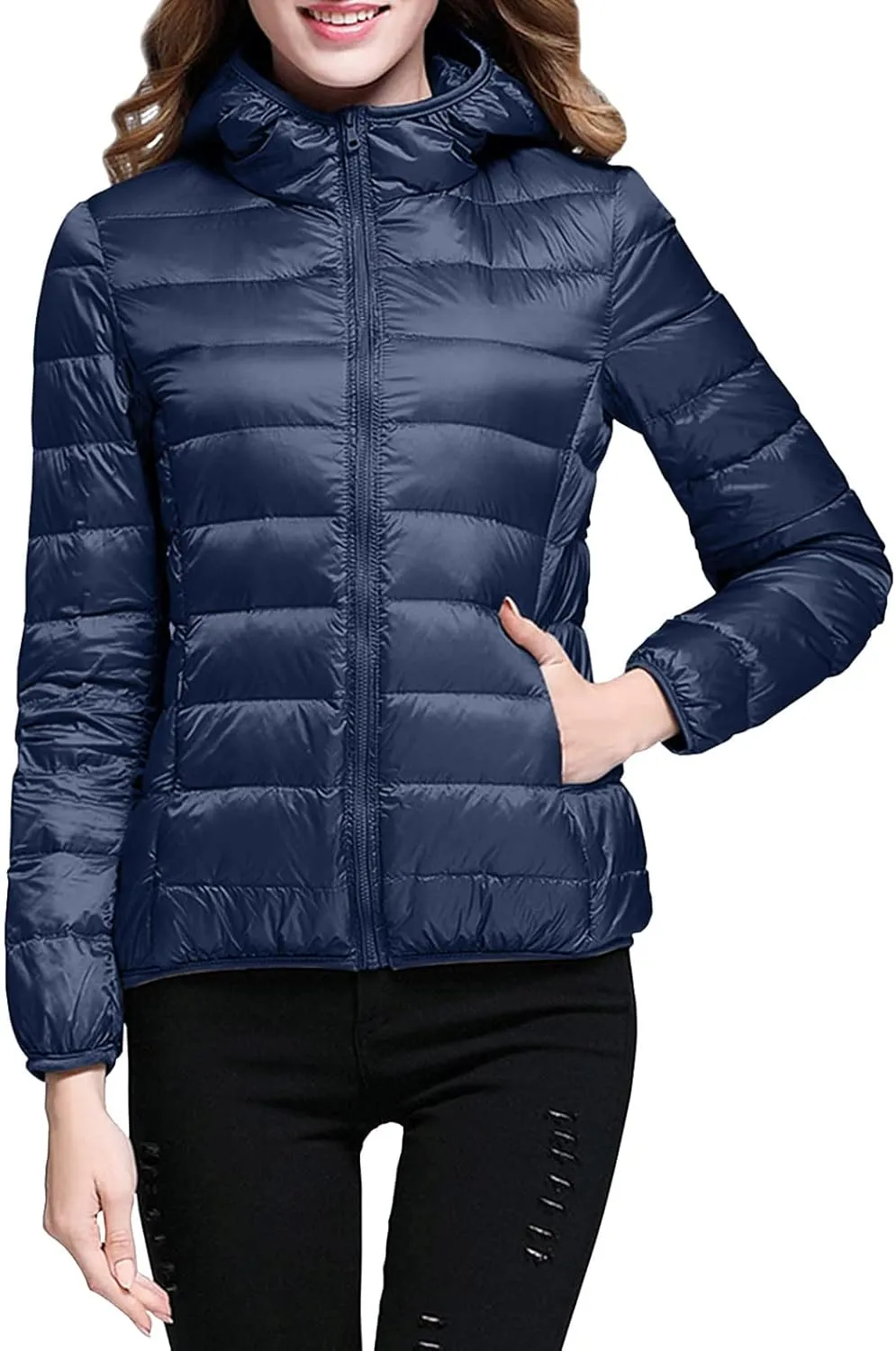 Women's Lightweight Down Jacket Packable Water-Resistant Hooded Puffer Jacket Warm Winter Coat Trench Coat Ski Coat