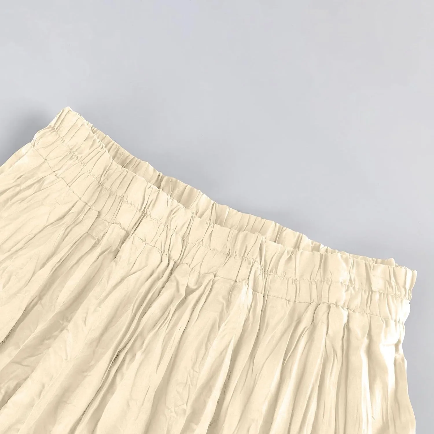 Womens Pleated A-line Maxi Skirt Boho Beach Summer Vacation Long Skirts Elastic High Waist Flowy Casual Long Skirts